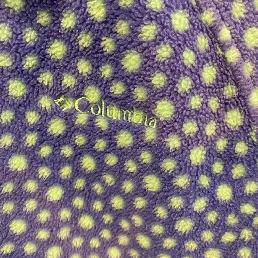 Columbia Kids Large 14/16 Fleece Jacket Purple Green Polka Dot Full Zip Gorpcore